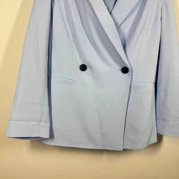 Everlane Light Blue Double Breasted Career Relaxed Fit Blazer Size 6 - Picture 5 of 16